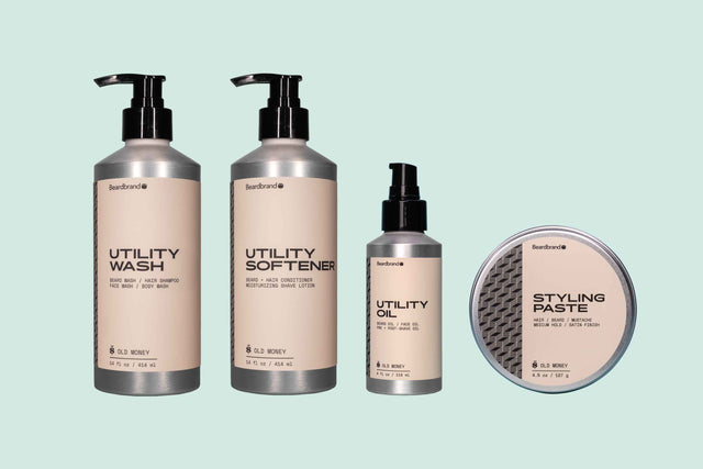 Beardbrand Best Sellers Bundle: Utility Wash, Utility Softener, Utility Oil and Styling Paste