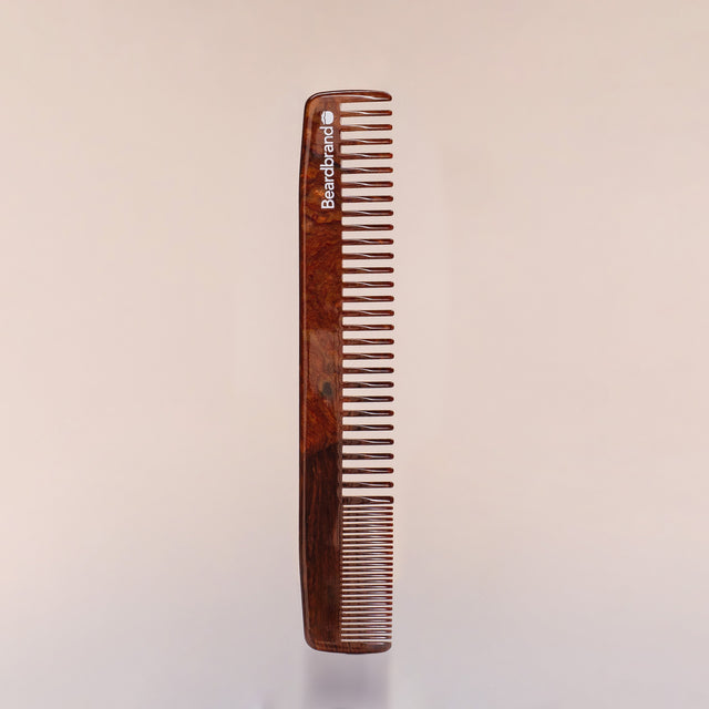 A Beardbrand Large Comb in “Whiskey River” acetate against a neutral background.
