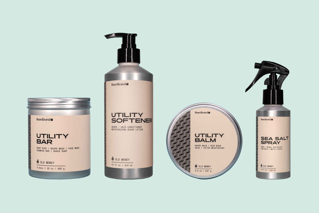 Beardbrand Naturalist Bundle: Utility Bar 3-Pack, Utility Softener, Utility Balm, and Sea Salt Spray