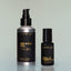 A bottle of Bold Fortune Beard Oil and Bold Fortune Eau de Parfum against a grey background.