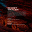 Ghost Tracer fragrance graphic showing rain ripples in a dark puddle with red and blue neon reflections. Text describes the scent as a futuristic, earthy blend with notes of bergamot, fallen rain, violet leaf, freesia, cyclamen, fungus, moss, patchouli, dark sandalwood, and earthy notes.
