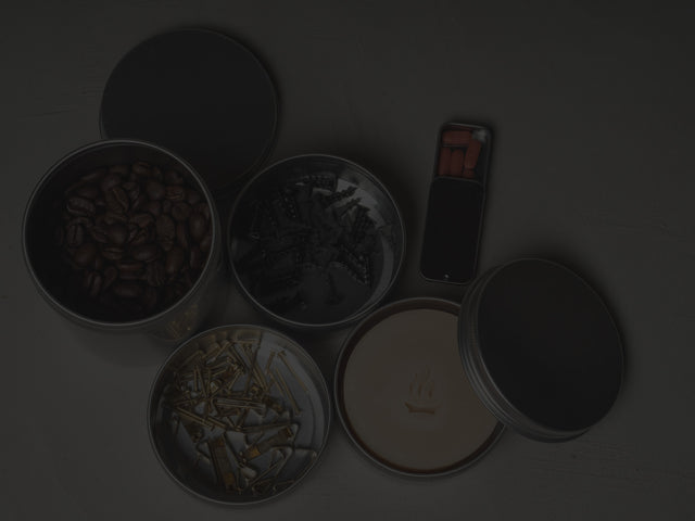 Beardbrand product packaging being reused in different ways after empty.