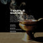 Temple Smoke fragrance graphic showing drifting smoke above a golden incense burner against a black background. Text describes the scent as a dark, resinous blend with notes of woodsmoke, palo santo, vanilla, spice, frankincense, and patchouli.