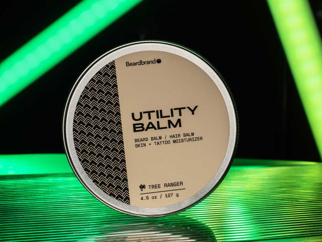 Utility Balm against green lights background