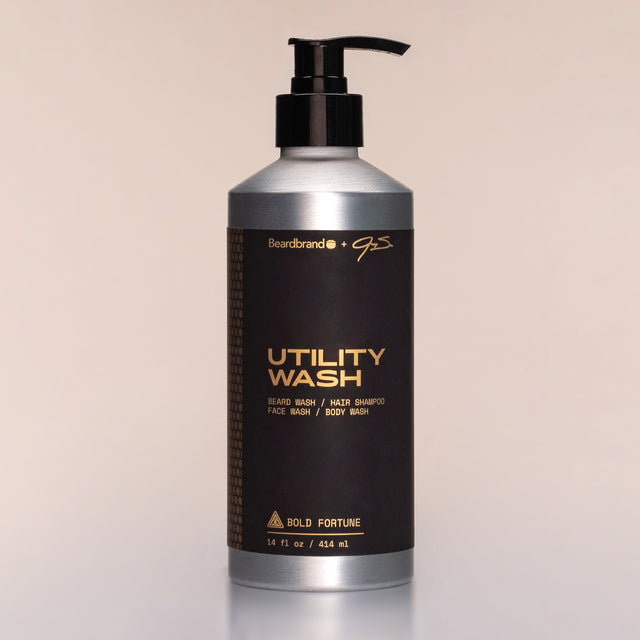 A bottle of Bold Fortune Utility Wash with a pump dispenser against a neutral background.