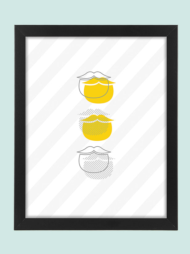 An example of the Beardbrand “Offset Beards” Poster Download framed and printed against a striking blue backdrop.